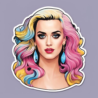 Katy Perry Singer  Water Coloured sticker 3x3''