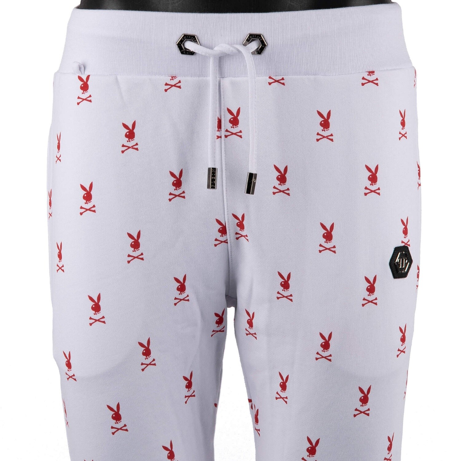 Pre-owned Philipp Plein X Playboy Crystals Jogging Trousers Sweatpants White Red 08473