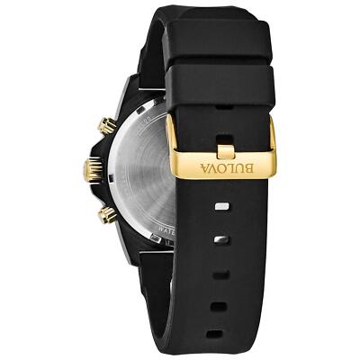 Pre-owned Bulova 98b278 Marine Star Chronograph Men's Stainless Steel Watch - Brand In Gold Tone/ Black Strap