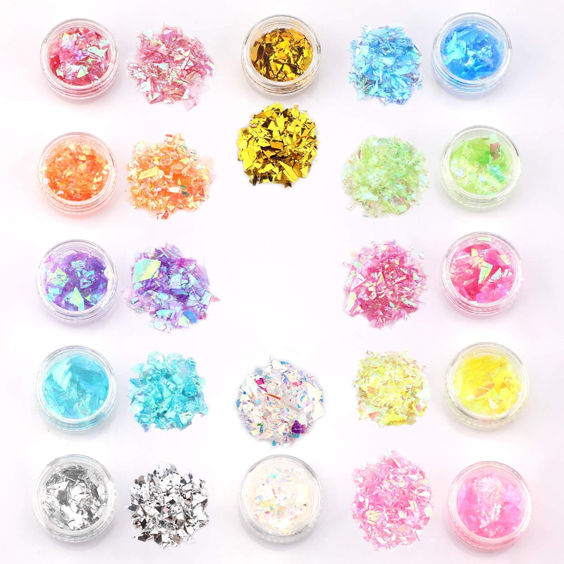 12 Colors Iridescent Glitter Flakes Holographic Nail Sequins Chunky Glitter Irre