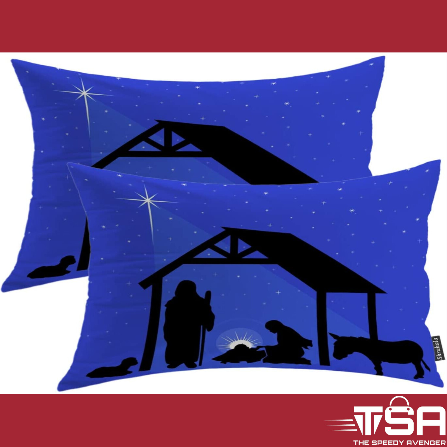 2-pk Holiday Christmas Decorative Pillow Covers Lumbar 12 x 20 inches