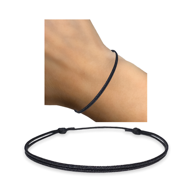 Black string bracelet men adjustable cord waterproof jewelry