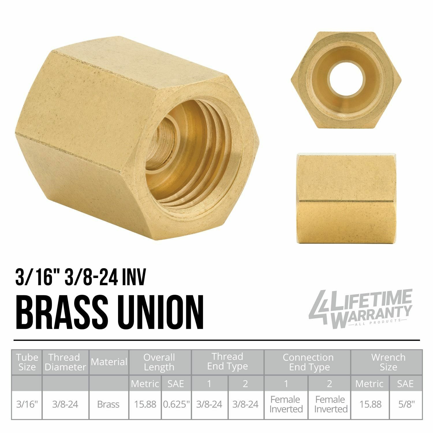 3/16 (3/824 Inverted) Brass Brake Line Union, Coupler, Pack of 50 eBay