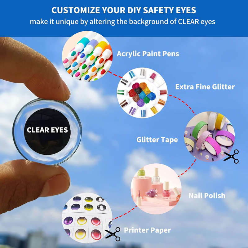 Glitter Safety Eyes Amigurumi Eyes for Crochet Animals 18-30mm - 4 Colors Doll C