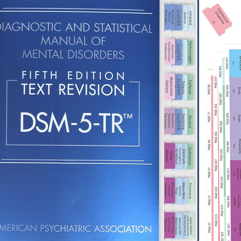 Upgraded DSM-5-TR 2022 Index Tabs -  94 Printed DSM-V-TR Tabs, 100 Total with Al