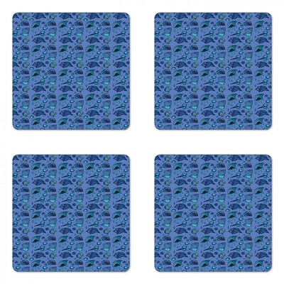 Ambesonne Nautical Theme Coaster Set of 4 Square Hardboard Gloss Coasters