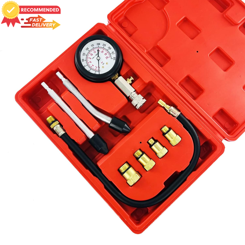 8PCS Engine Compression Tester Kit, 0-300PSI Gauge, Auto Tool for Cars & Trucks