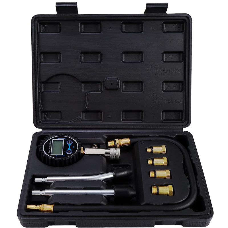 Testeur De Compression Moteur Numérique KNpwer - Jusqu'à 200 PSI, 4 Adaptateurs Laiton - Pour Essence, Diagnostic Soupapes, Segments, Joints
