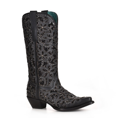 Pre-owned Corral Boots Corral Womens Chic Cowboy Boots Leather Black
