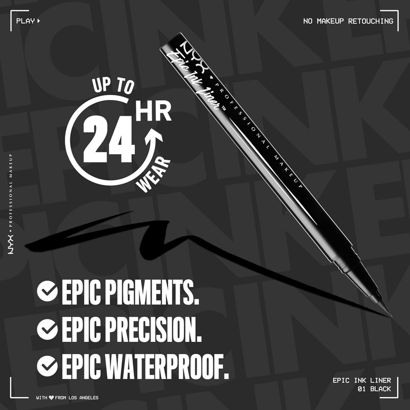 , Epic Ink Liner, Liquid Eyeliner, Waterproof, Matte finish - BLACK