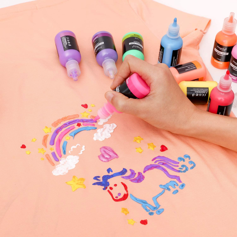 3D Fabric Permanent Paint 40 Color Puffy Paint with Vibrant Colors 3 Bonus Br...