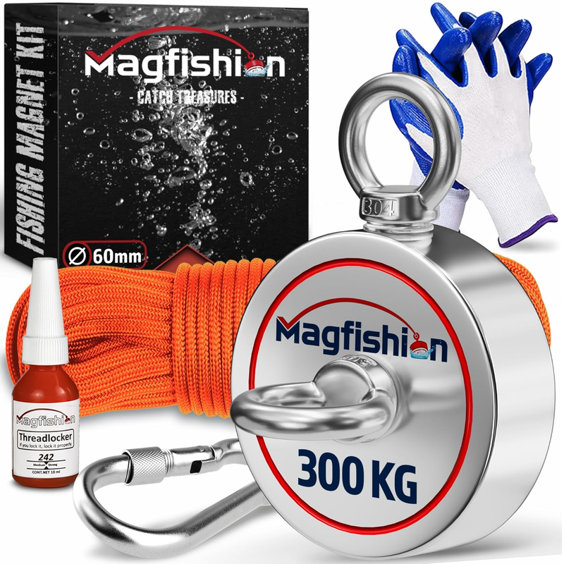 MAGFISHION Magnet Fishing Kit - 300 KG (700Lb) - Ø60Mm - Fishing Magnets