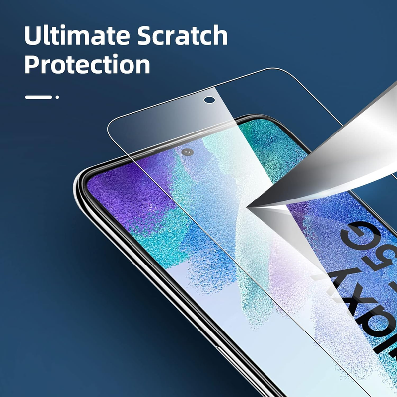 3 Pack Designed for Samsung Galaxy S21 FE 5G Screen Protector Tempered Glass,Cas