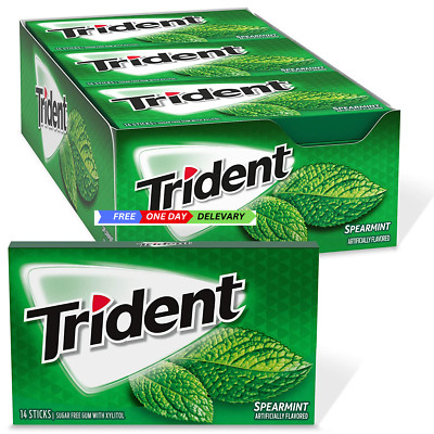 Trident Spearmint Sugar Free Gum, 12 Packs of 14 Pieces (168 Total Pieces)