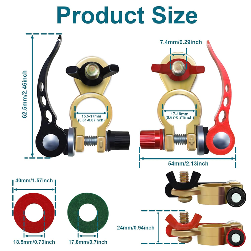 2 PCS Battery Terminals, Connectors, Quick Release Battery Terminal For Cars