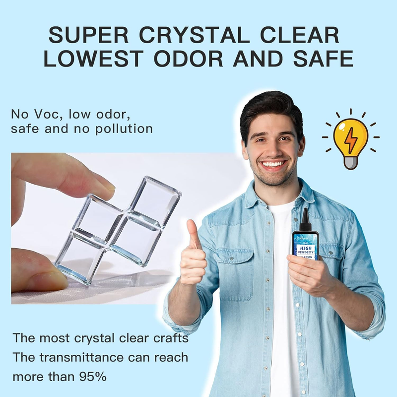 UV Resin, 300g High Viscosity Hard Resins, Crystal Clear Solar Cure Thick UV Res