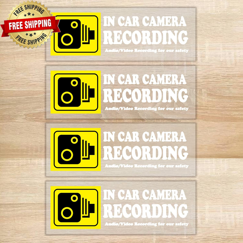 4 Pcs Camera Audio Video Recording Window Cars Stickers, in Car Camera Recordin