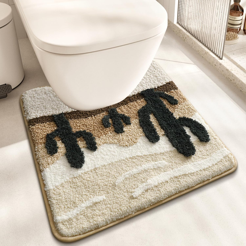 Bathroom Rug Mat, Yellow Desert Cactus Bath Mat with Soft & Non-Slip, Ultra Abso