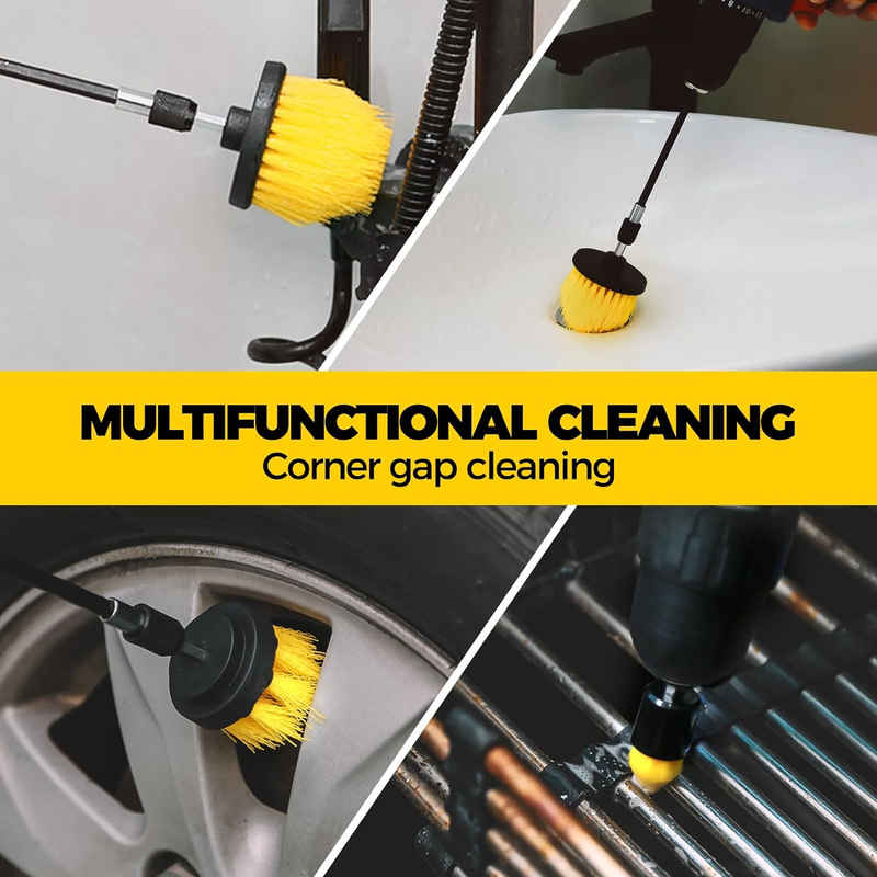 10Pieces Drill Brush Attachments Set, Power Scrubber Brush with Extend Long Atta