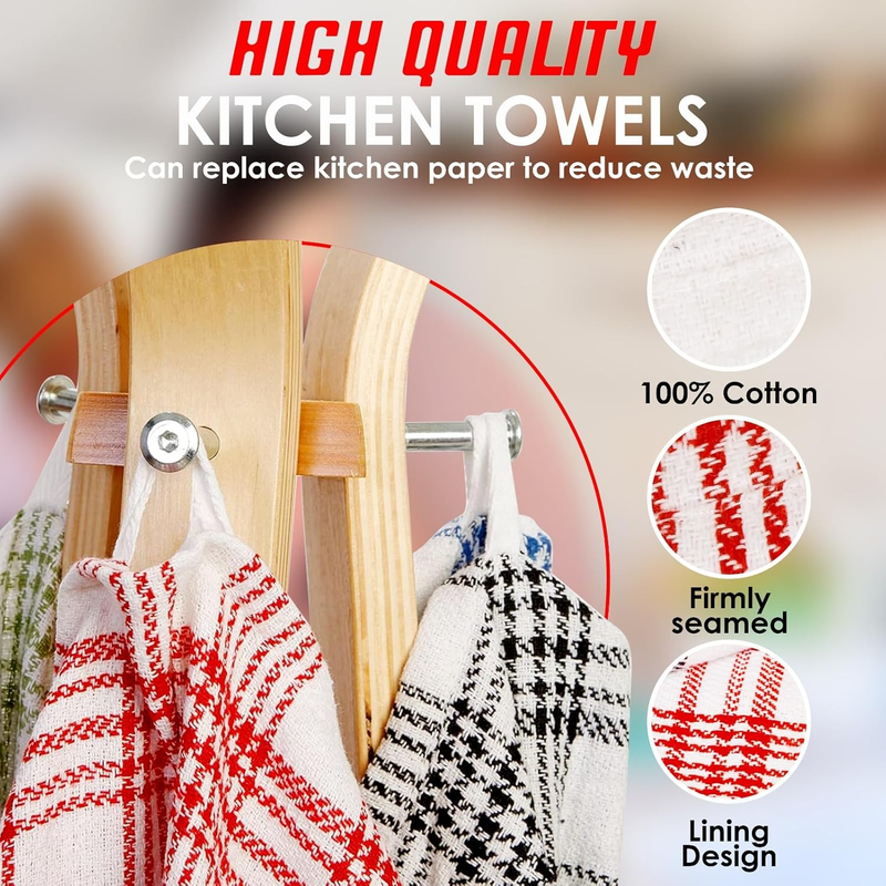 100% Natural Cotton Kitchen Towels - Pack of 4, 8 & 12, 50 X 70 Cm Dish Towels -