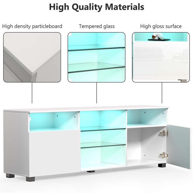 47"/57"/65" Modern LED High Glossy TV Stand, Media Console, Entertainment Cente