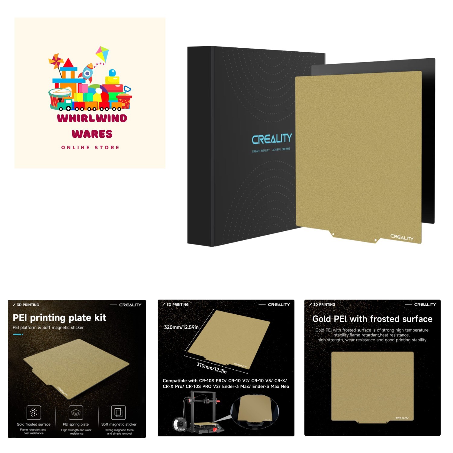 Ender 3 Max Neo Bed Upgrade, PEI Sheet 310 x 320mm Removable Magnetic Flexibl...