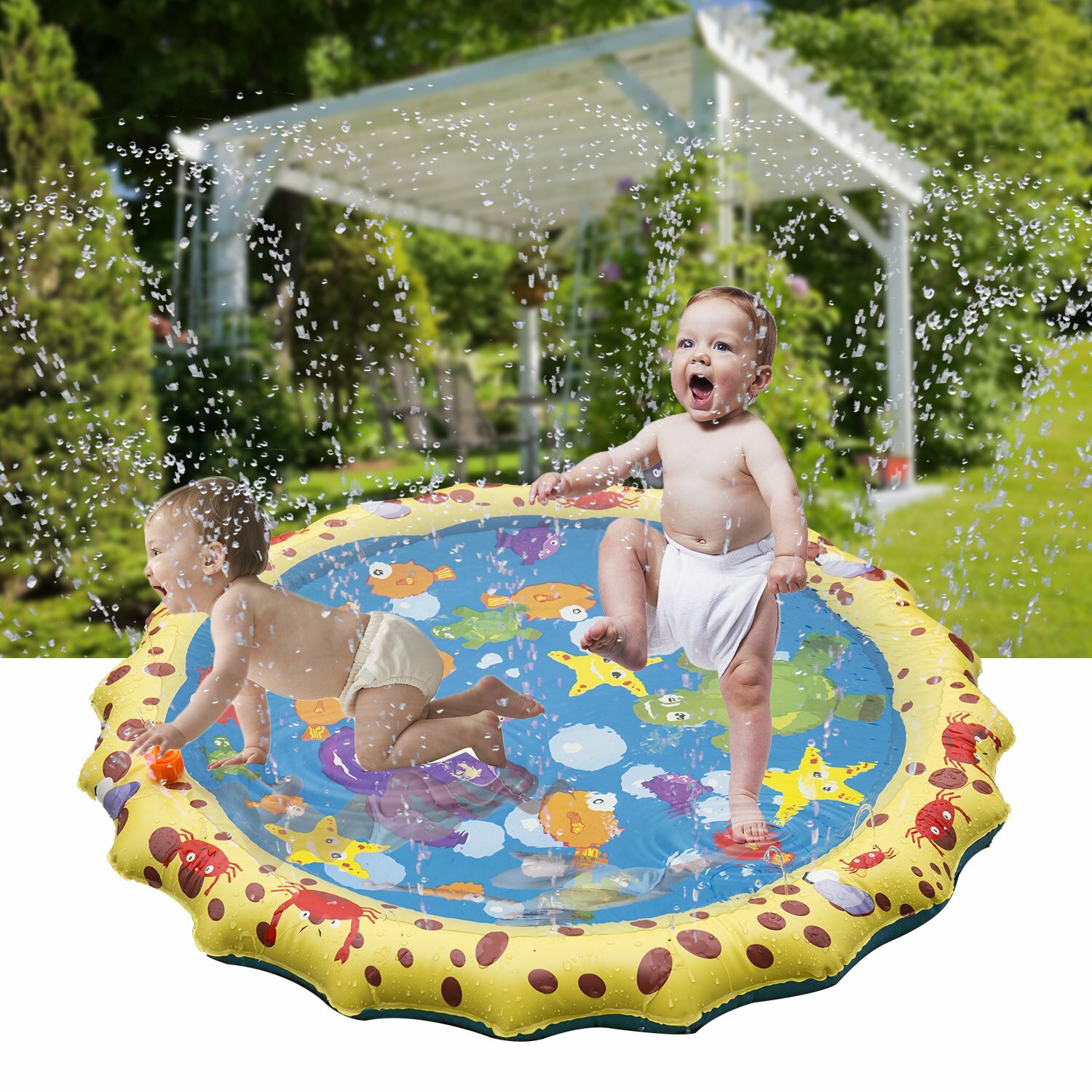 Crislan Splash Water Play Mat, 39in-Diameter Sprinkle and Splash Play Mat