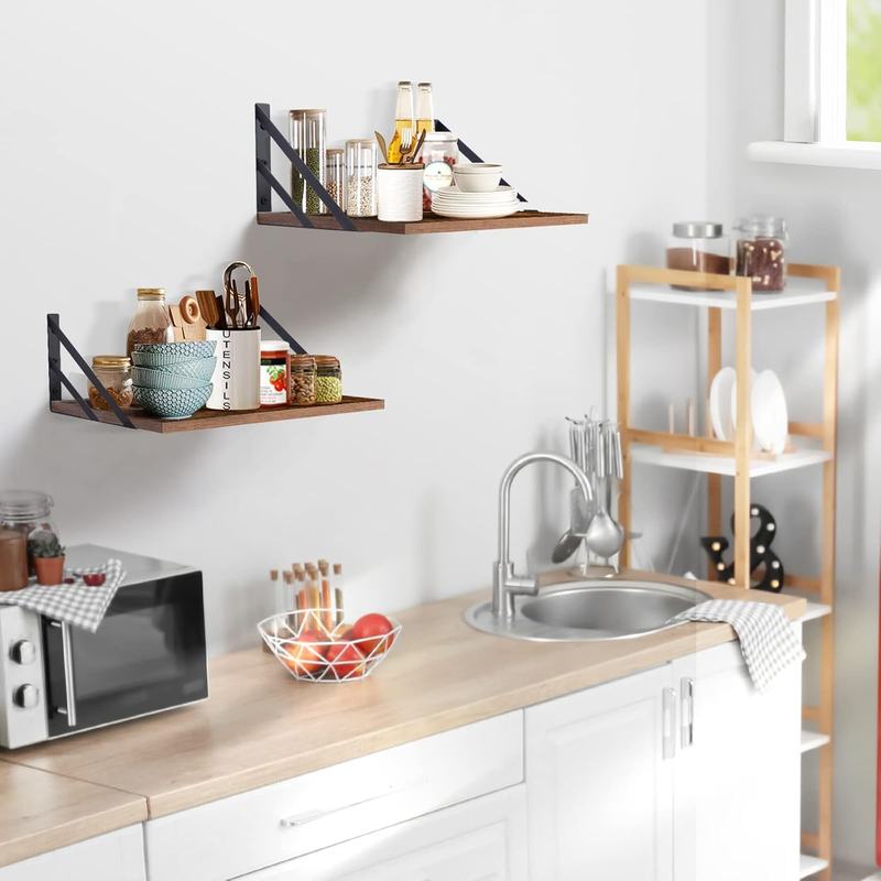 2 Pc Deep Floating Shelves ; 12 Inch Deep Wall Mounted Hanging Shelves for Livin