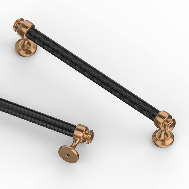 10 Pack 7 Inch(177Mm) Knurled Black and Gold Kitchen Cabinet Handles, Cabinet Pulls Kitchen Cabinet Hardware Cupboard Handles Drawer Handles Dresser Pulls