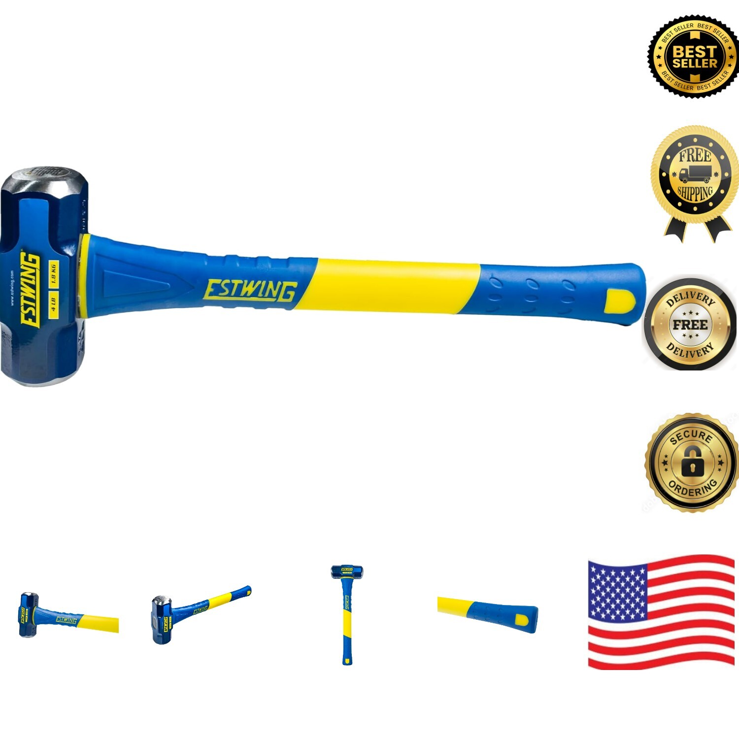 High-Hardness 4-Pound Sledge Hammer - 50-55 HRC Alloy Steel