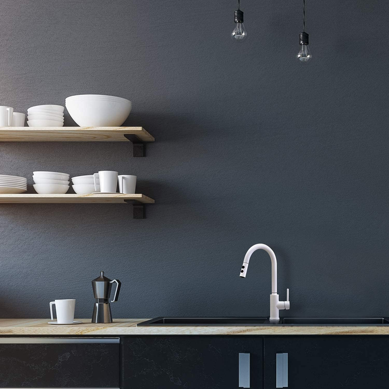 Kitchen Sink Faucet Pull down Matte White Kitchen Faucets with Pull Out Sprayer