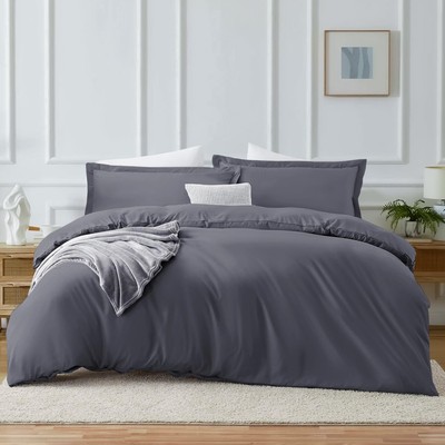 MOONLIGHT20015 Duvet Cover Queen Size Bedding Set Grey   Soft Double Brushed Mic