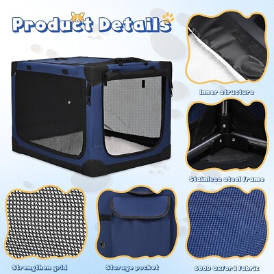 Kidken Hundetransportbox faltbar – Oxford-Stoff, Netzfenster, tragbar