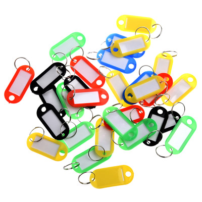LOT DE 1 à 100 ÉTIQUETTES PLASTIQUE PORTE CLÉS CLEFS AVEC PAPIER ET ANNEAU MÉTAL