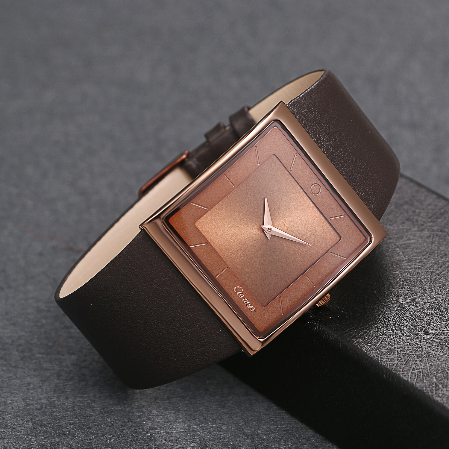 Men's Simple Casual Leather Strap Square Dial Quartz Analog