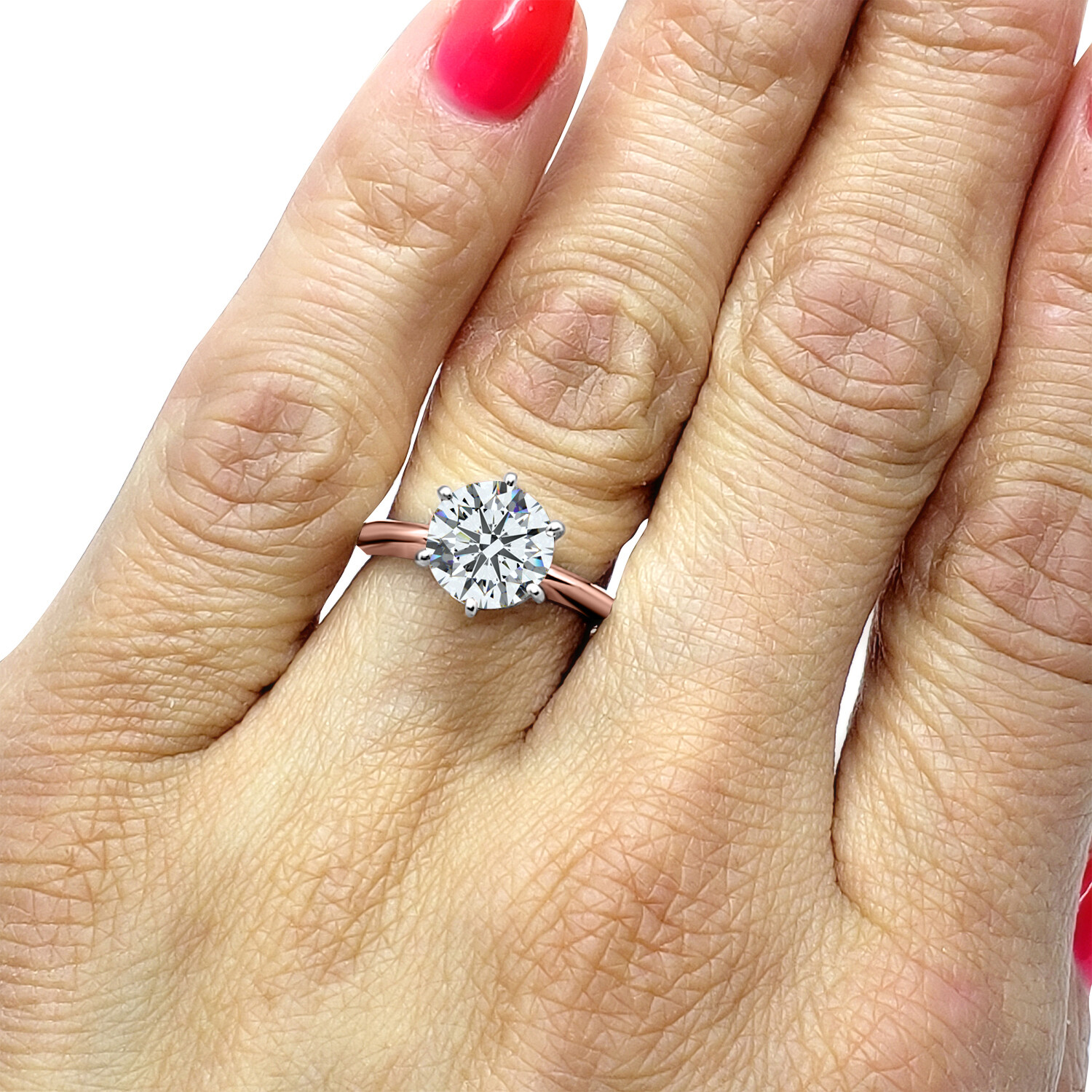 Pre-owned Swarovski Cz Cubic Zirconia Solitaire Ring 14k Rose Gold 2 Carat 6 Prong Engagement In Clear