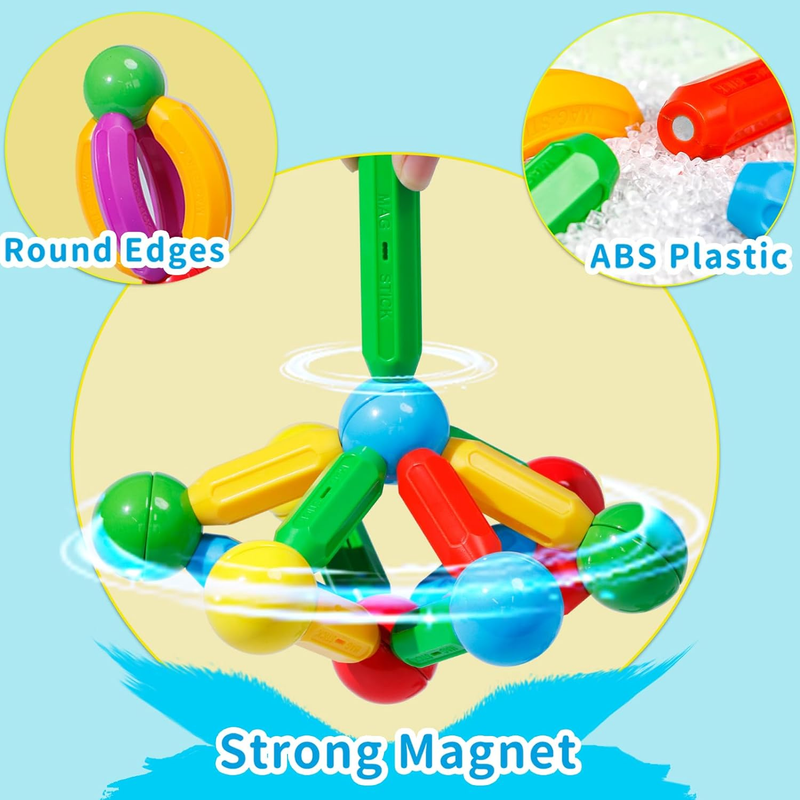 Magnetic Blocks Toys for 3 Years Old Girls Boys Magnetic Building Sticks Prescho
