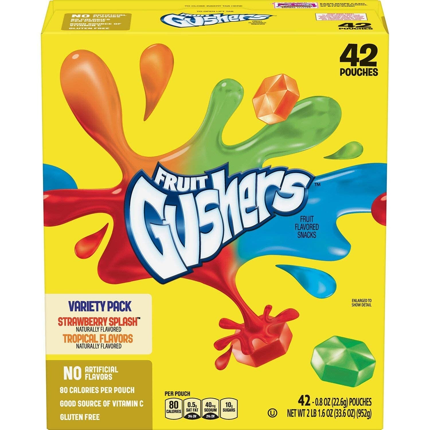 Gushers Strawberry Splash and Tropical Flavor Fruit Snacks
