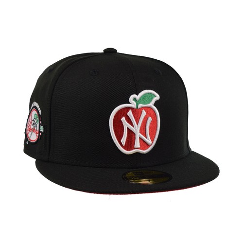 

New Era New York Yankees Big Apple Patch Fitted 59fifty Mens Hat Black-Red, Black-red bottom