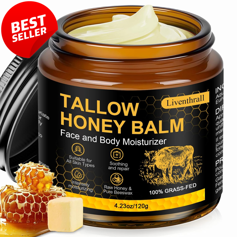 Beef Tallow Honey Balm Face Moisturizer Grass Fed 4.2oz Unscented - US