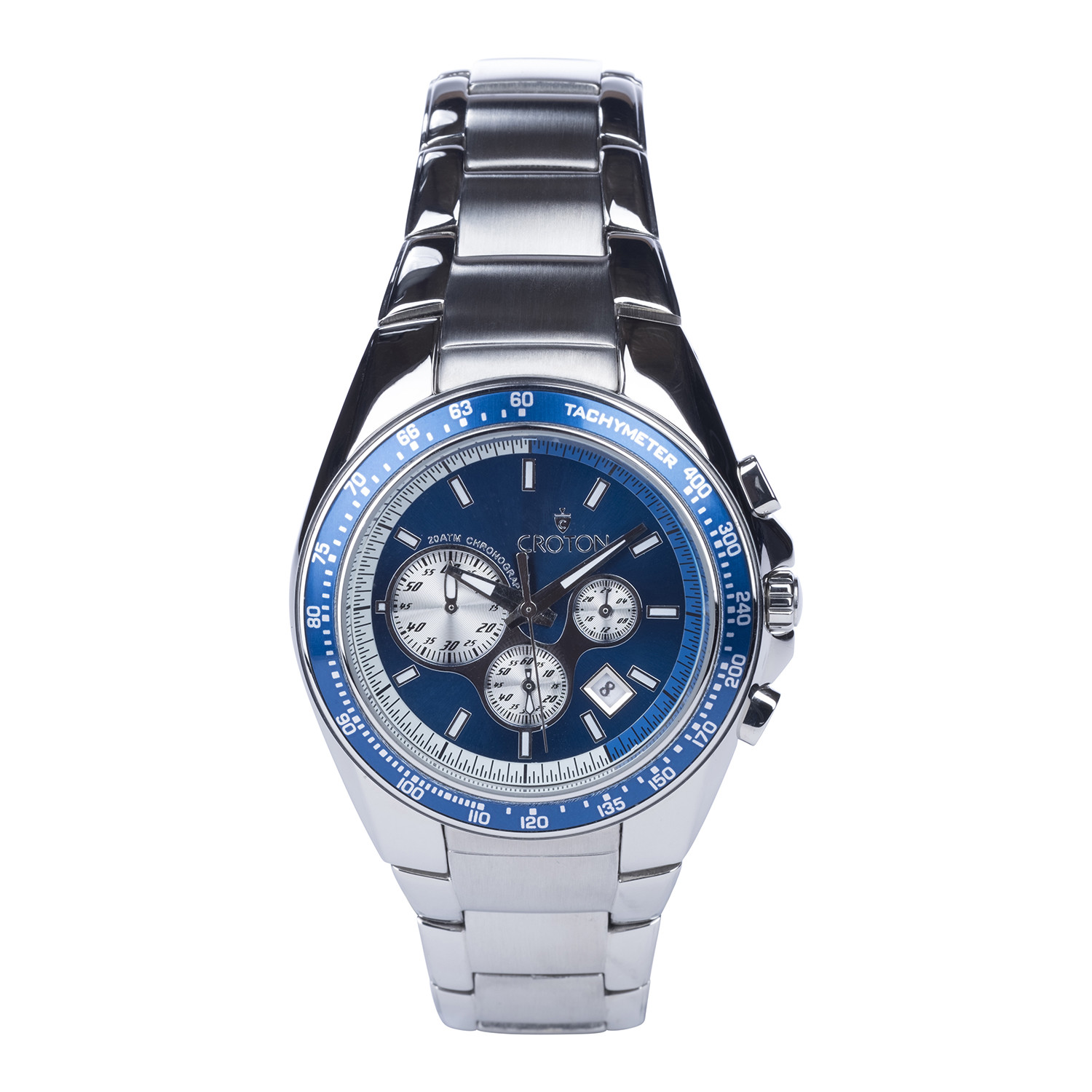 Croton Men's CC311362SSBL Quartz Chronograph Silver Bracelet 42mm Watch