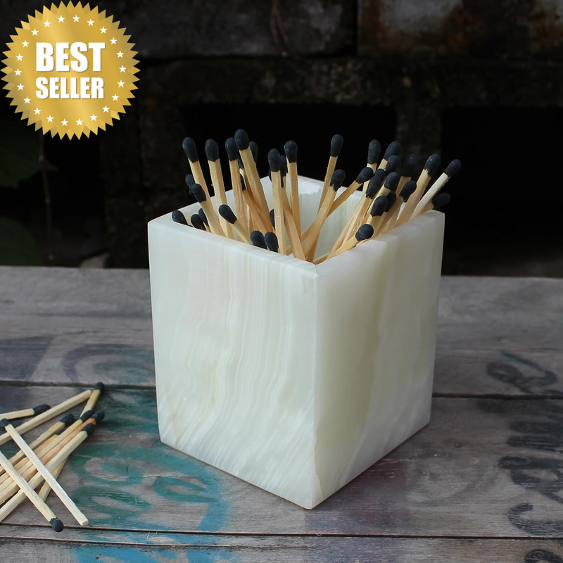 Natural Light Green Onyx Toothbrush Holders for Bathroom, Marble Makeup Brush Ho
