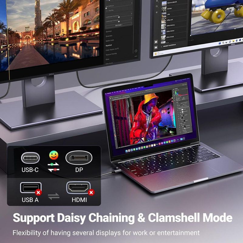 USB C to DisplayPort 1.4 Cable 6FT 8K@60Hz 4K@240Hz Thunderbolt 4/3 to DisplayPo
