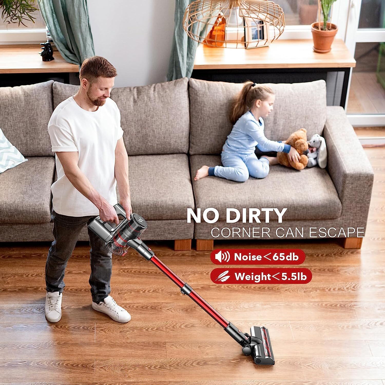 ONSON Cordless Vacuum Cleaner Stick Home 12KPA Wireless Handheld LED Brush