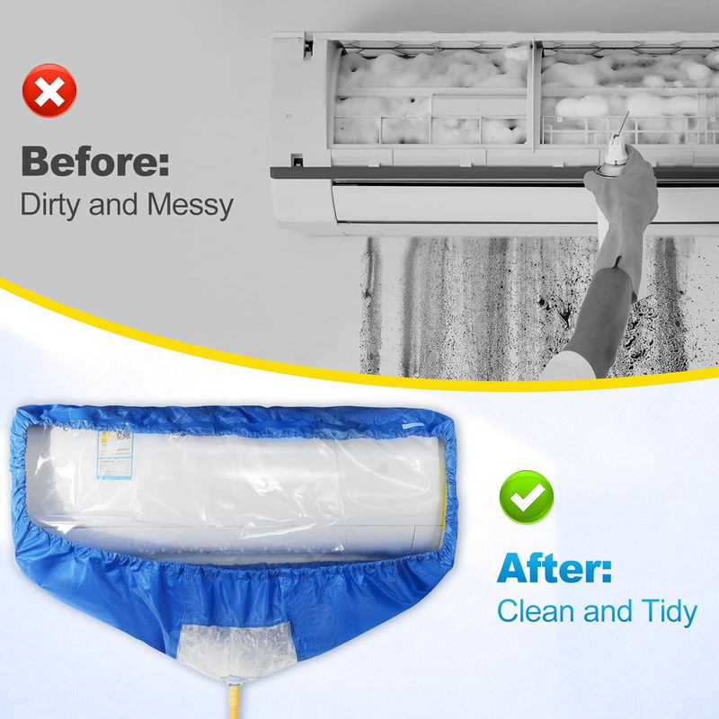 Split Air Conditioning Cleaning Waterproof Cover Bag with Drain Outlet and Two S