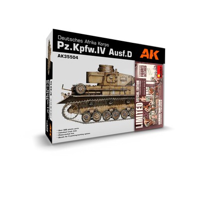 AK Model Kit PZ.KPFW.IV AUSF.D Afrika Korps w/Figures (Special Ed) New