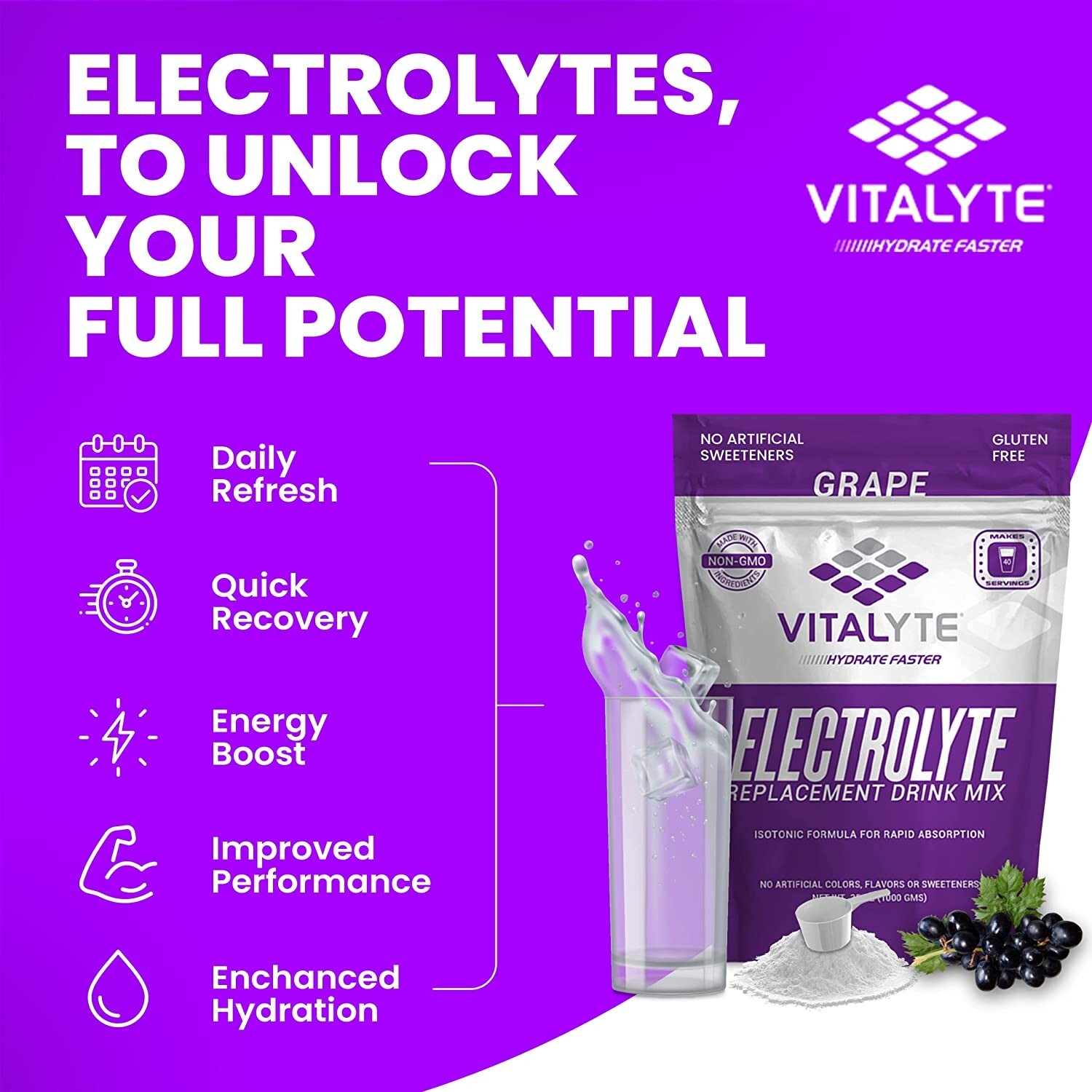 Electrolytes Powder, Drink Mix for Energy Boost & Recovery, Hydration Powder 2PK