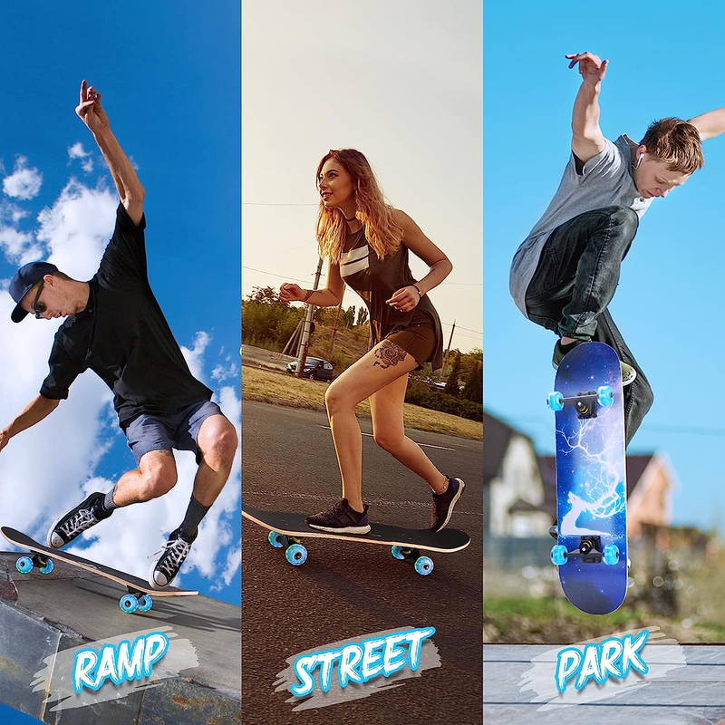 Skateboards for Beginners, 31 INCH Standard Complete Skateboard for Kids Boys Gi