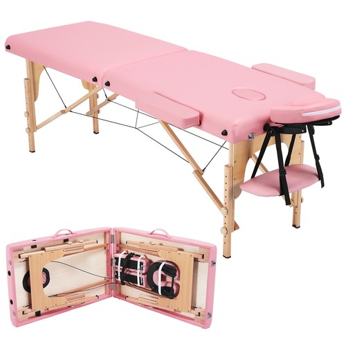 Wood Professional Massage Table Portable Salon Spa Lash Bed Therapy Table 2 Fold