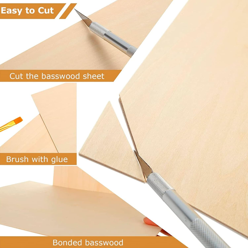 24 Pieces Basswood Sheets, 12 x 12 x 1/8 Inches Thin Balsa Wood Sheets Square Un